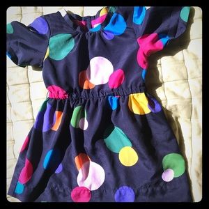 XS (3) Fabkids Navy and multi colored dot dress